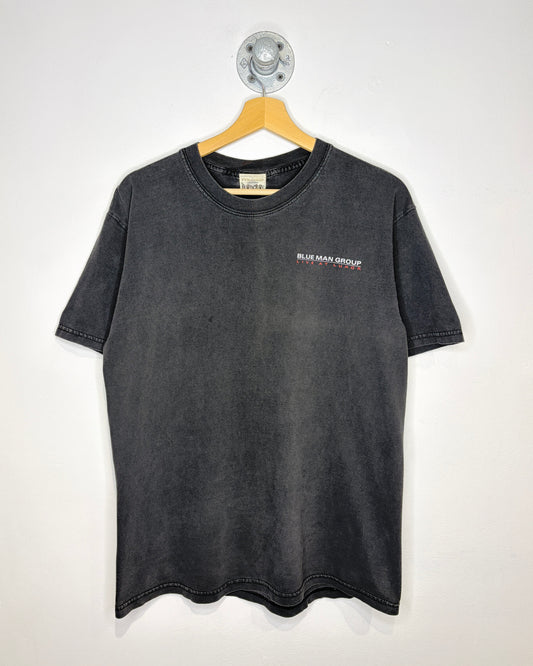 Vintage Blue Man Group Live At Luxor Faded Black Tee Shirt