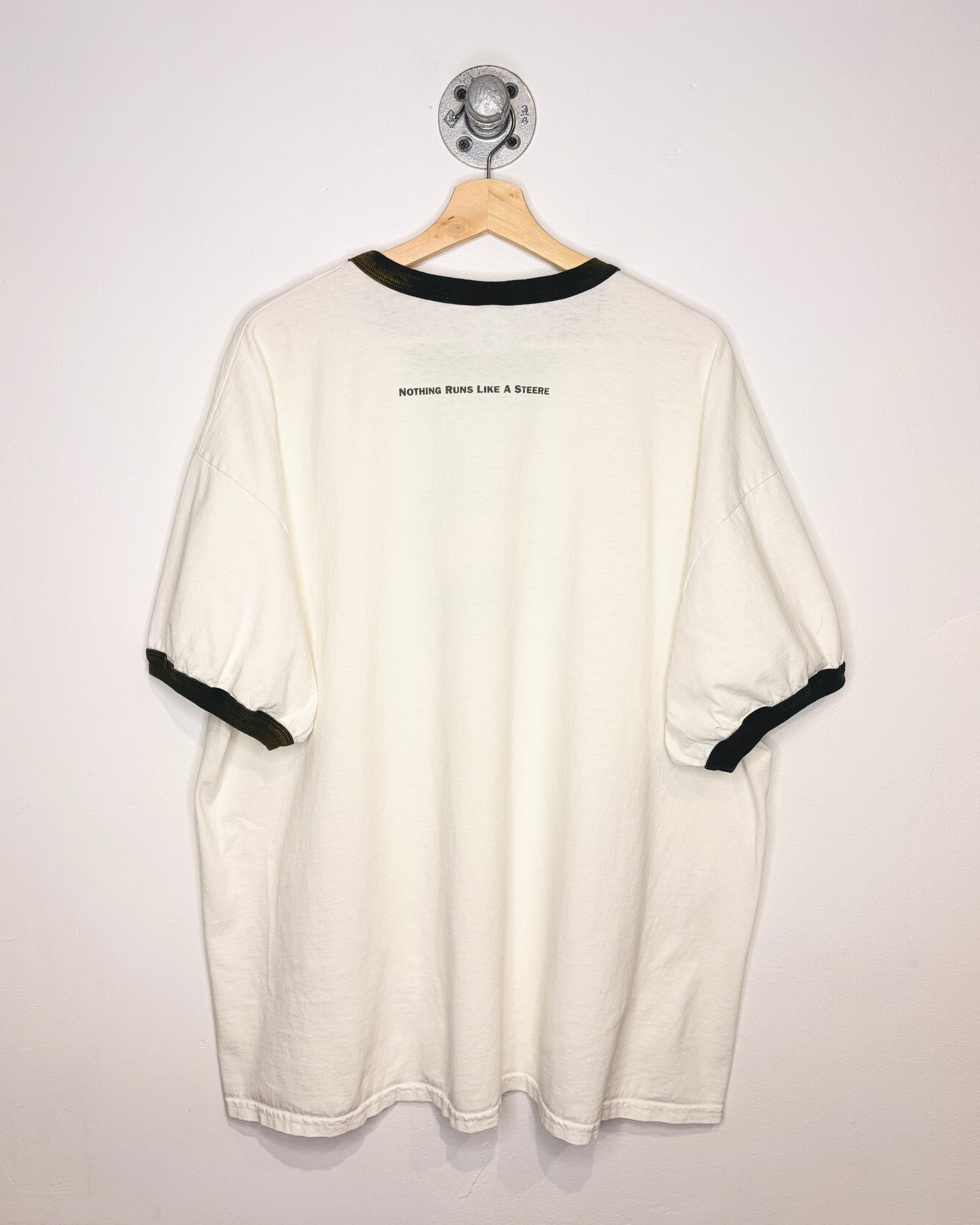 Vintage 2000s John Steere White & Brown Ringer Tee Shirt