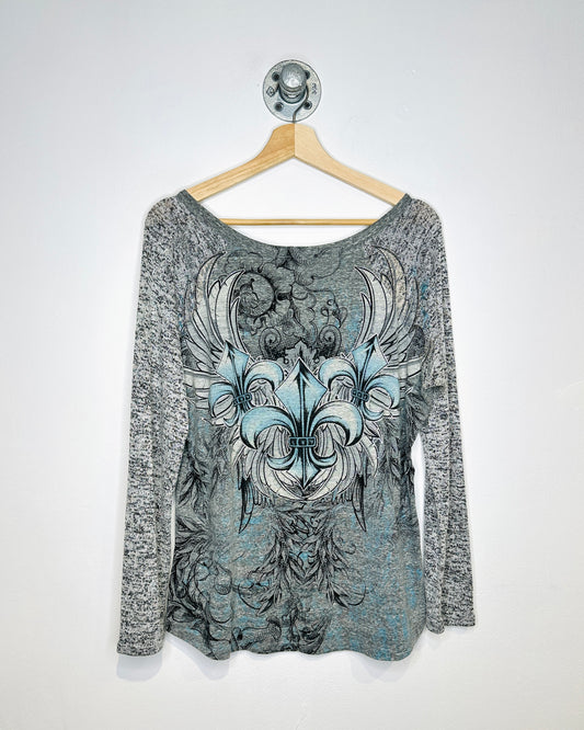 2000s Women’s Angels & Diamonds Affliction Style Longsleeve Shirt
