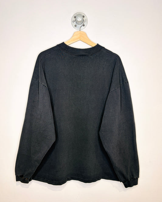 Vintage 90s Klein Bikes Faded Black Mock Neck Longsleeve Shirt
