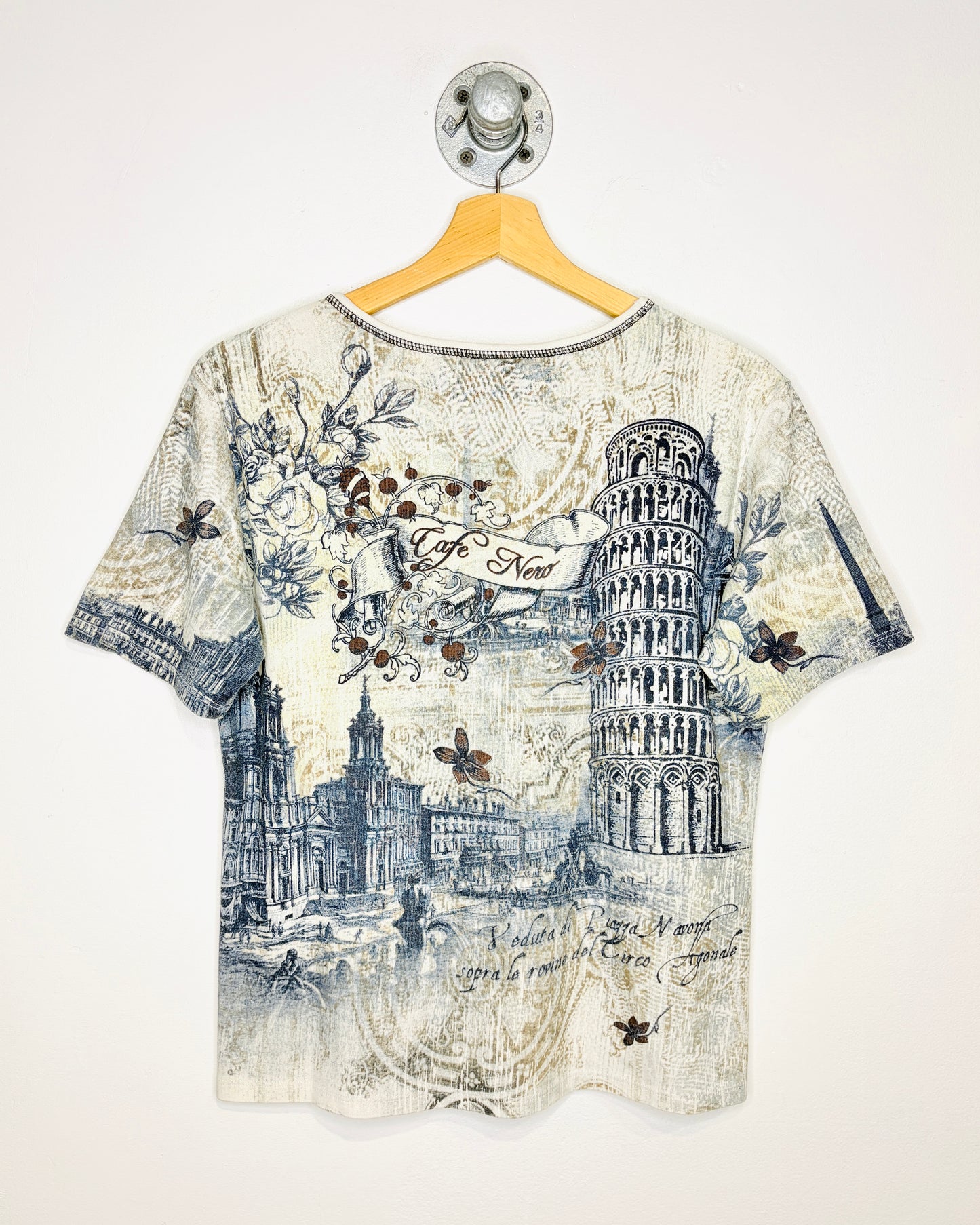 Vintage Y2K Cafe Nero AOP Women’s Tee Shirt