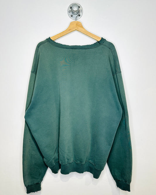 2000s Distressed Green Champion Crewneck Sweatshirt