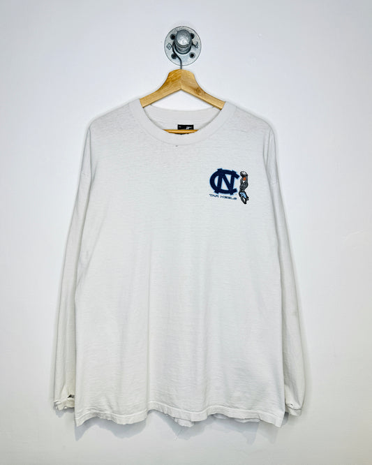 Vintage 90s North Carolina Tarheels Distressed White Longsleeve Shirt