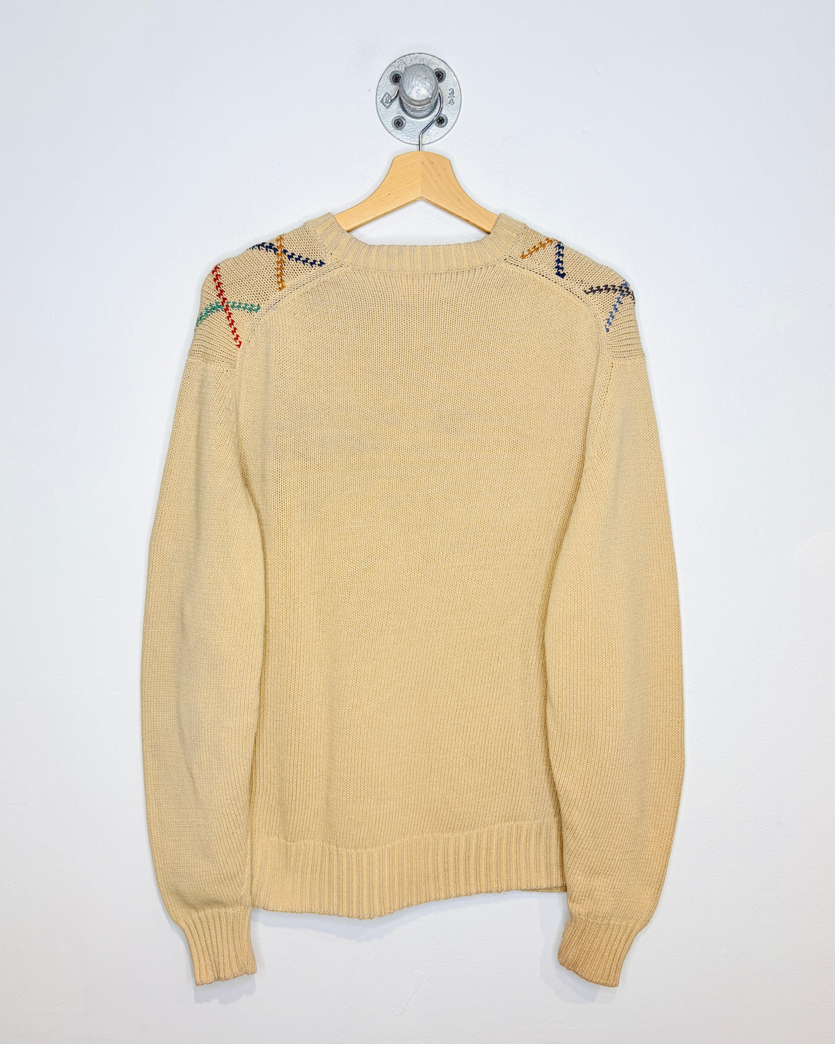 Vintage 90s Alan Flosser Tan Argyle Cotton Sweater