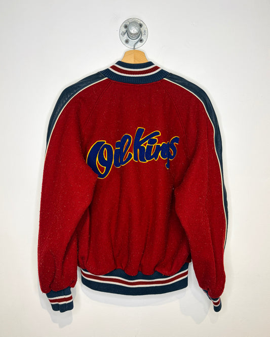 Vintage 2007 Roots Edmonton Oil Kings Wool And Leather Varsity Jacket