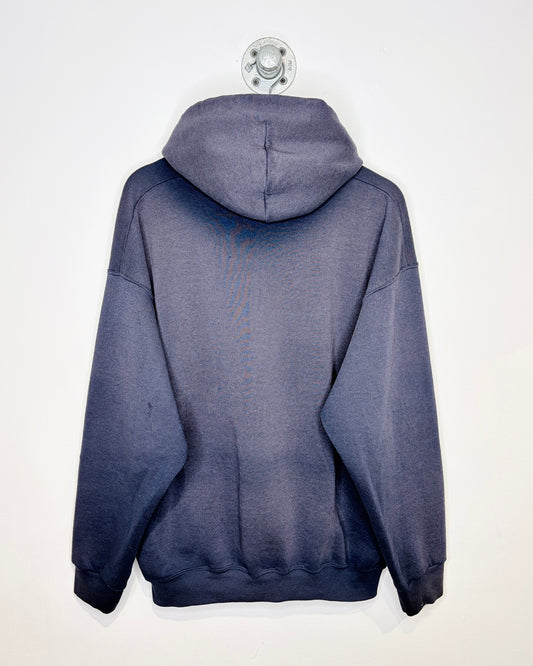 Vintage 90s Boxy Tultex Blank Navy Blue Zip Up Hoodie
