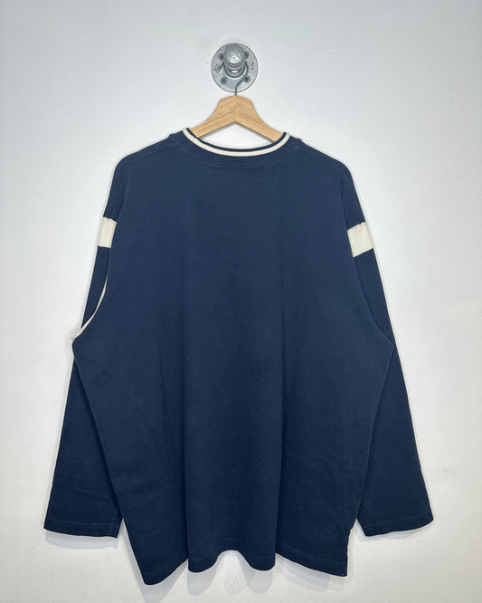 Vintage Early 2000s Walt Disney World Navy And White Long Sleeve Heavy Cotton Shirt