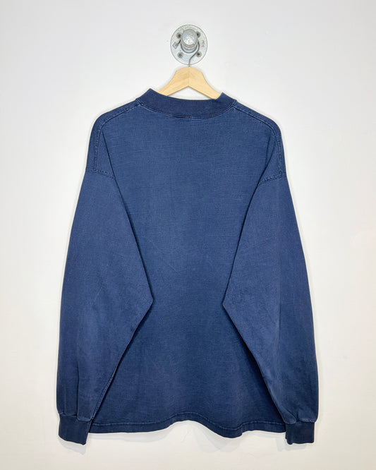 Vintage 90s Syracuse Faded Navy Mock Neck Longsleeve Shirt