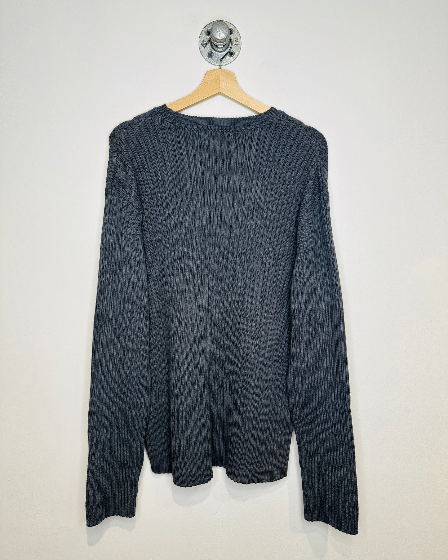 Vintage Early 2000s Ribbed Grey Cotton Sweater