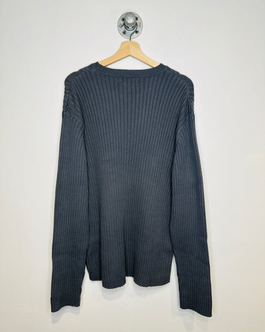 Vintage Early 2000s Ribbed Grey Cotton Sweater