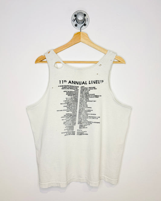 Vintage 1990 Edmonton Folk Festival Distressed White Tank Top