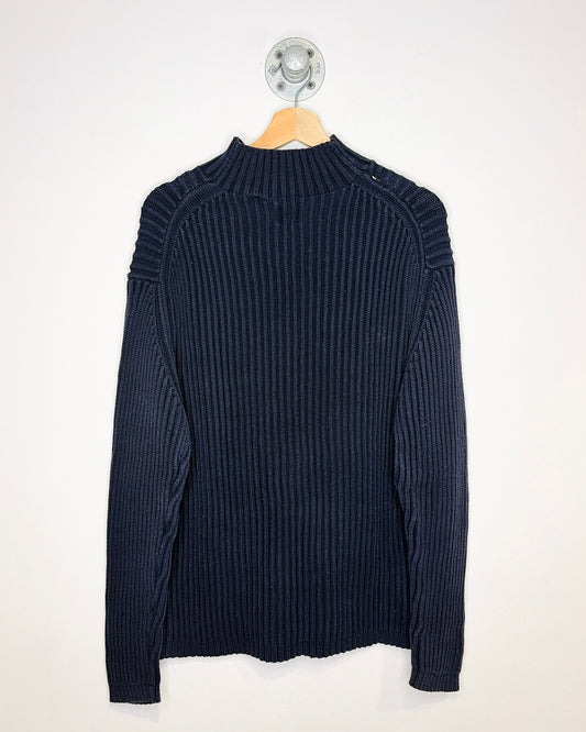 Vintage 1990s GAP Navy Ribbed Mock Neck Sweater