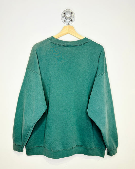 Vintage 90s Boxy Nike Swoosh Sun Faded Green Crewneck Sweatshirt