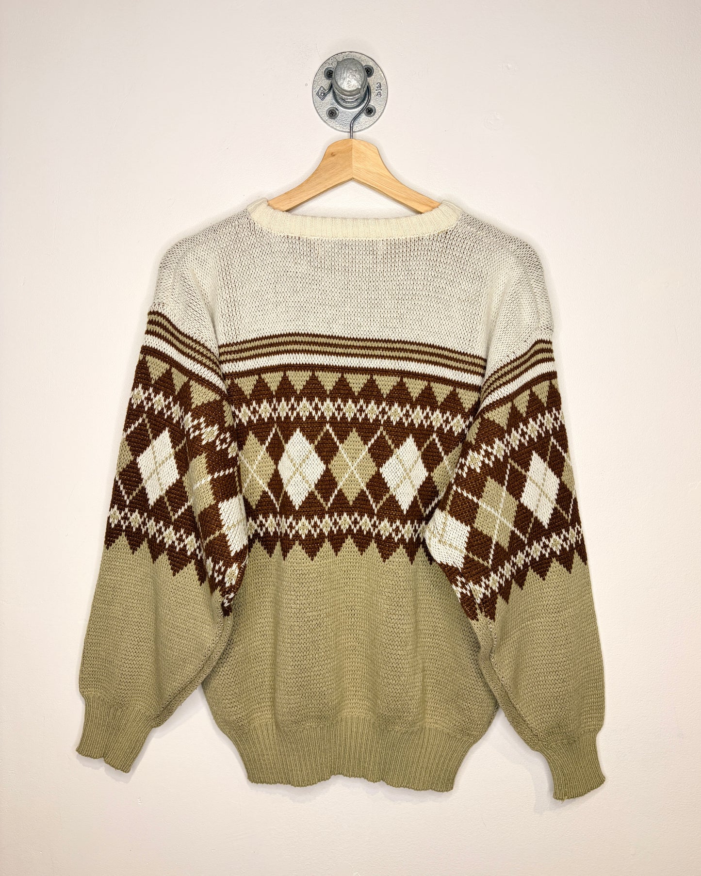 Vintage 90s Jonathan Bryan Earth Tone Argyle Print Sweater