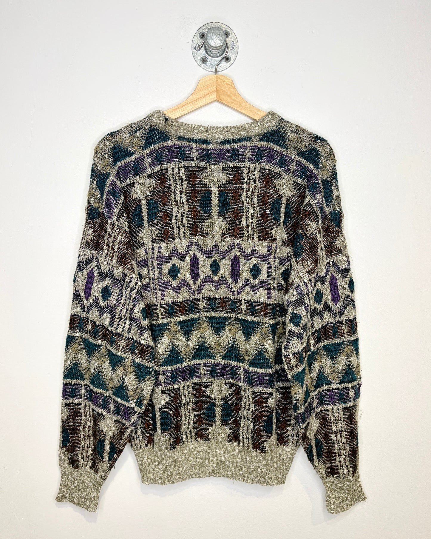 Vintage 90s Expressions Purple & Earth Tone Sweater