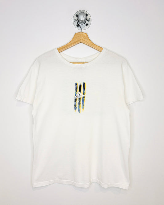 Vintage 90s Adidas Paint Logo White Tee Shirt