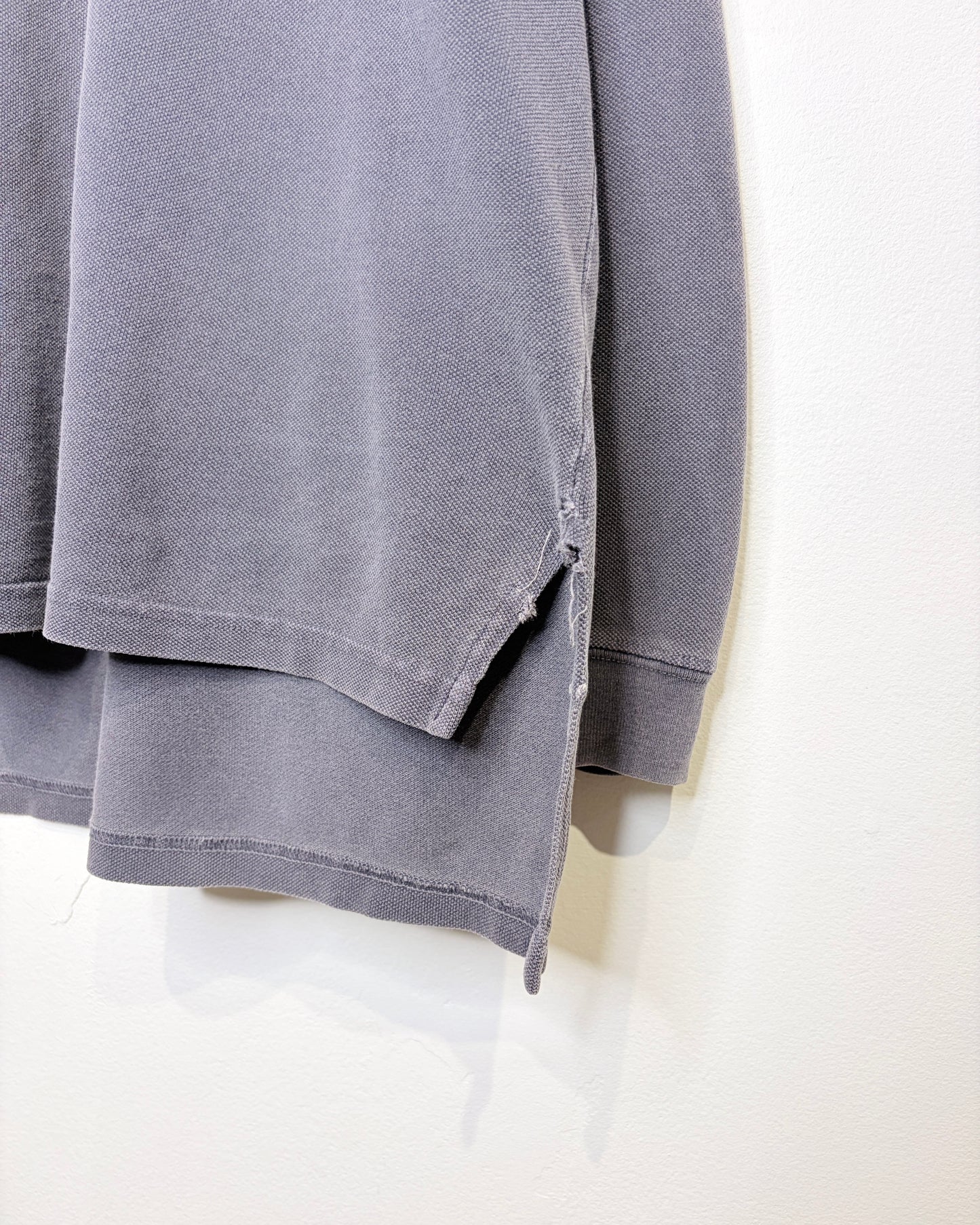 Vintage 90s J. Crew Faded Grey Longsleeve Polo Shirt