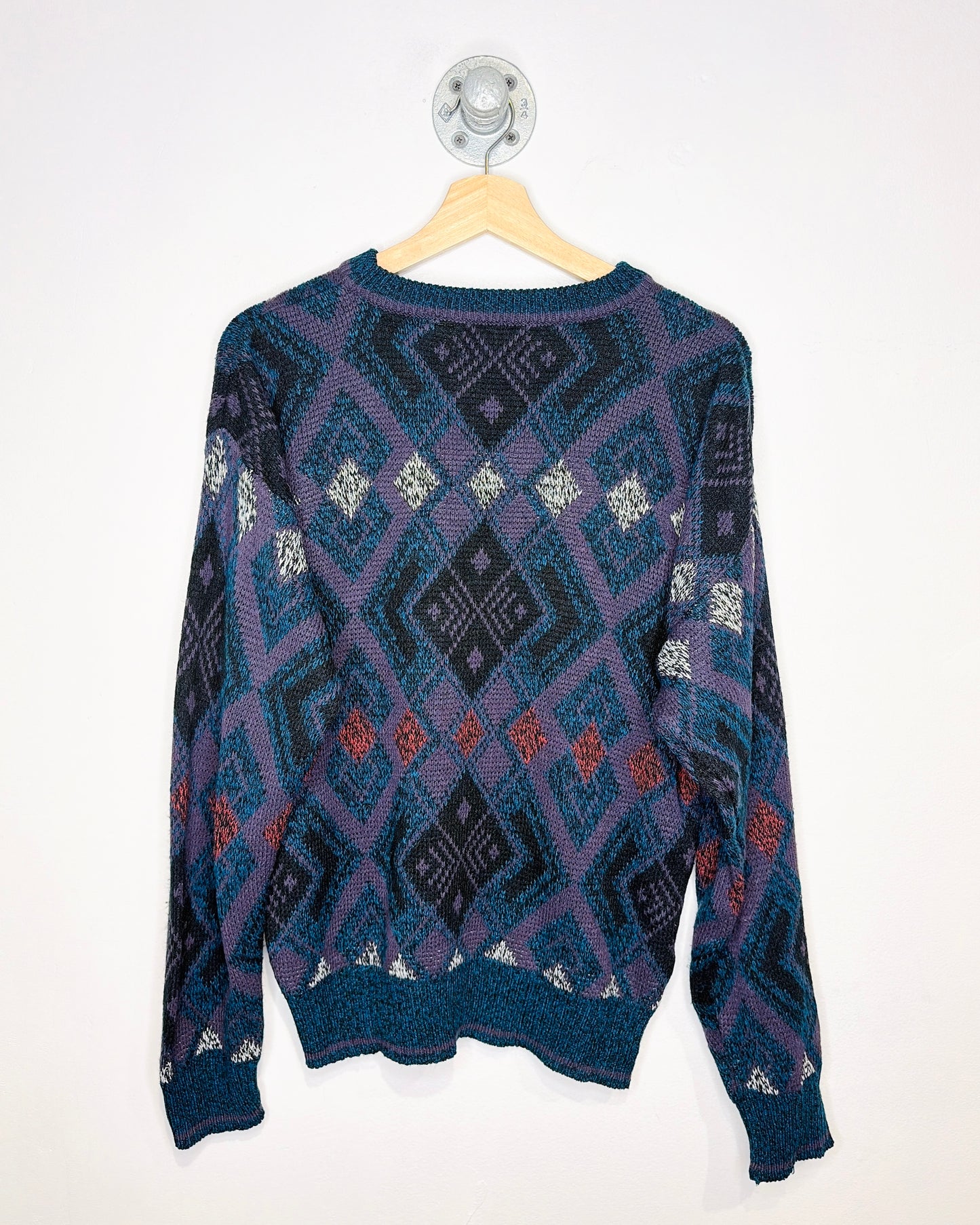 Vintage Late 1980s Sears Argyle Acrylic Sweater