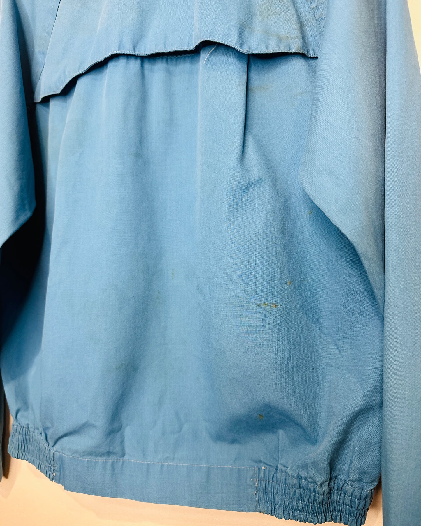Vintage 1970s Blue Dagger Collar Lightweight Cotton Blend Jacket
