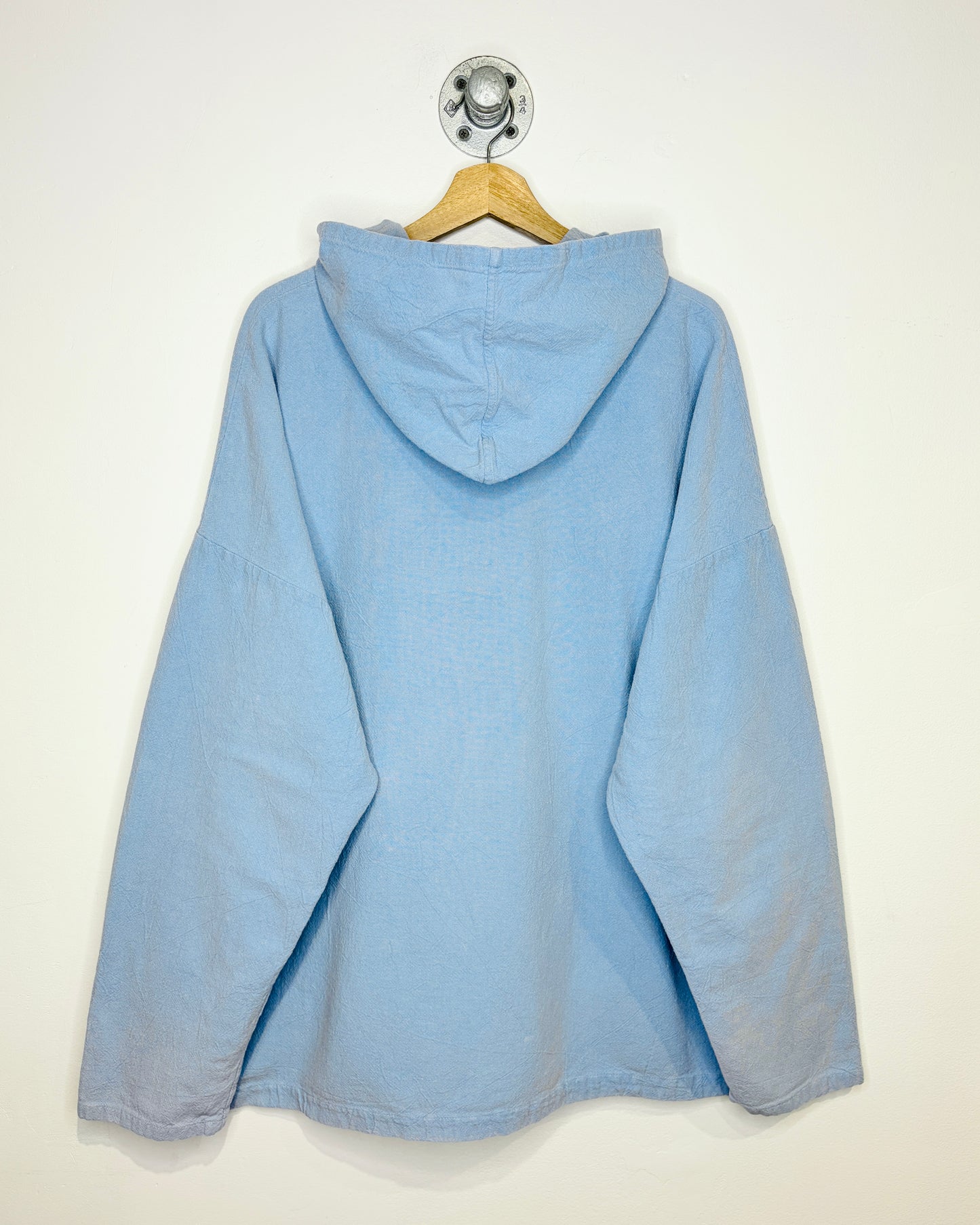 Vintage Faded Light Blue Hooded Fisherman Overshirt