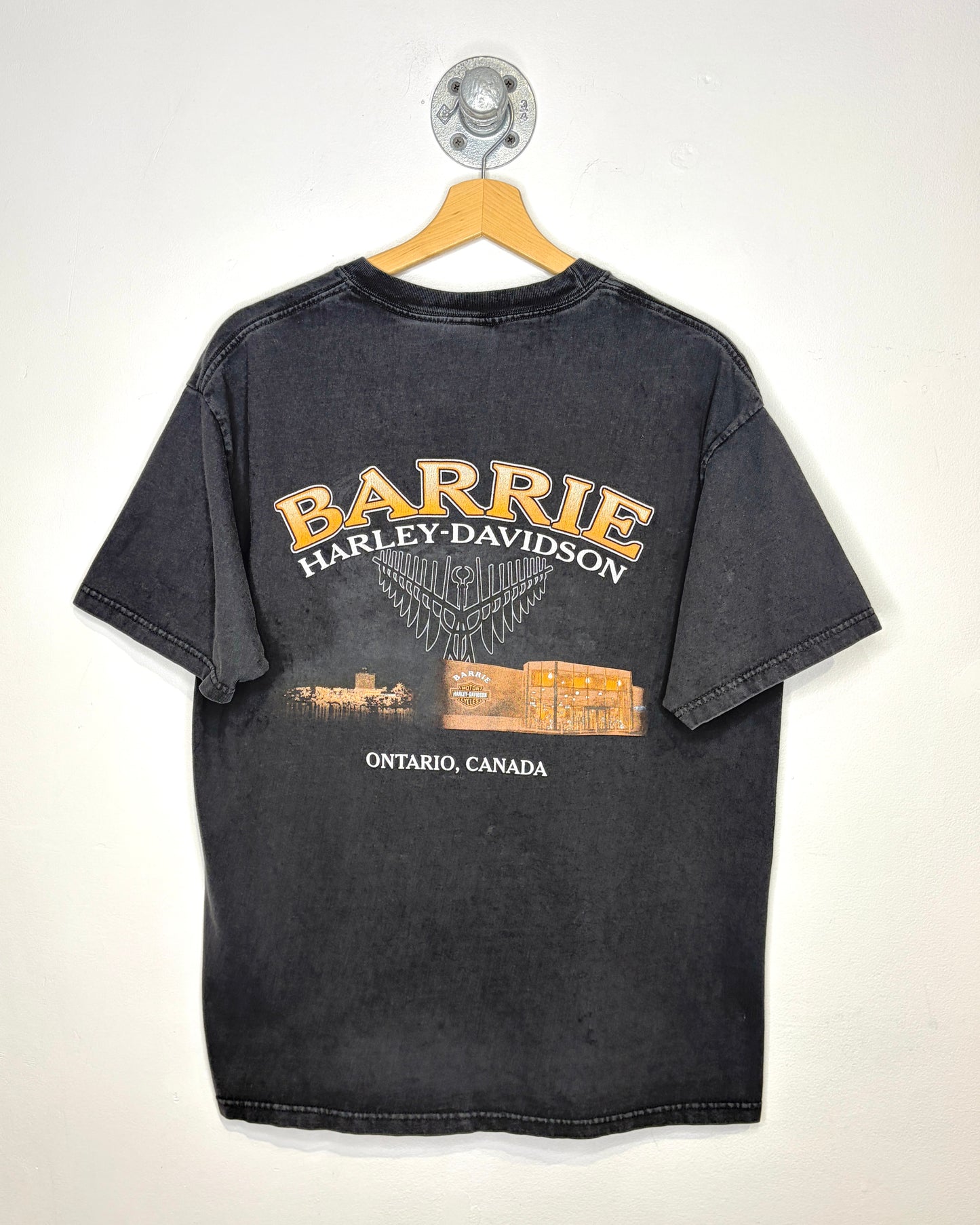 2009 Barrie Harley Davidson Faded Black Tee Shirt