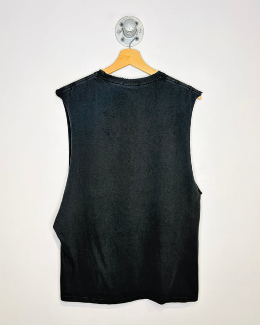 2000s Five Finger Death Punch Faded Black Cut Off Tank Top