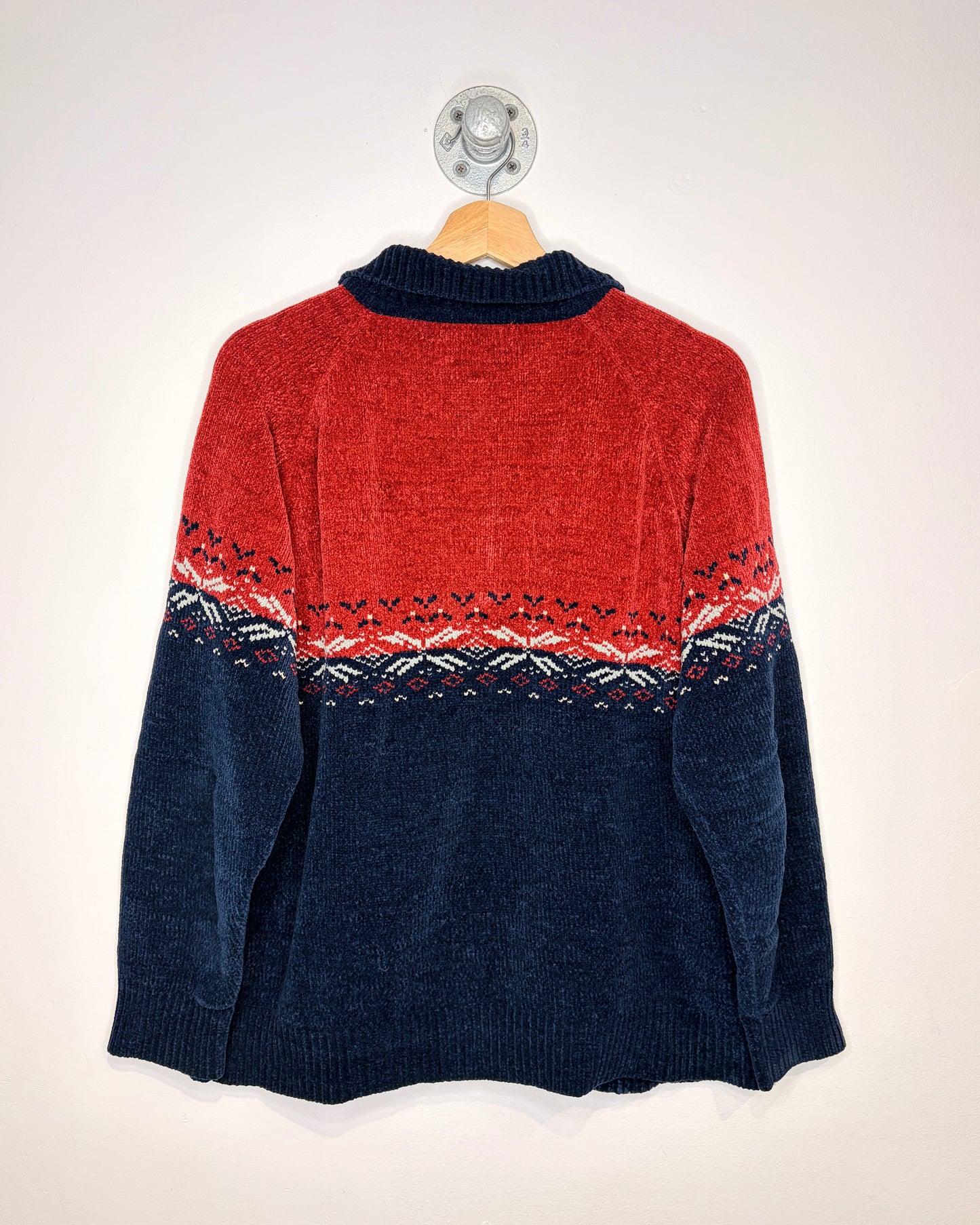 Vintage 90s KS Sport Navy & Red Zip Up Sweater