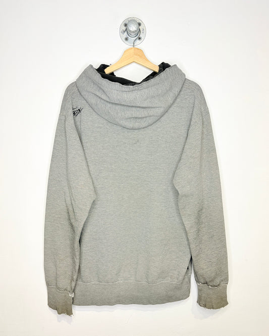 2000s Y2K Fox Racing Thrashed Grey Hoodie