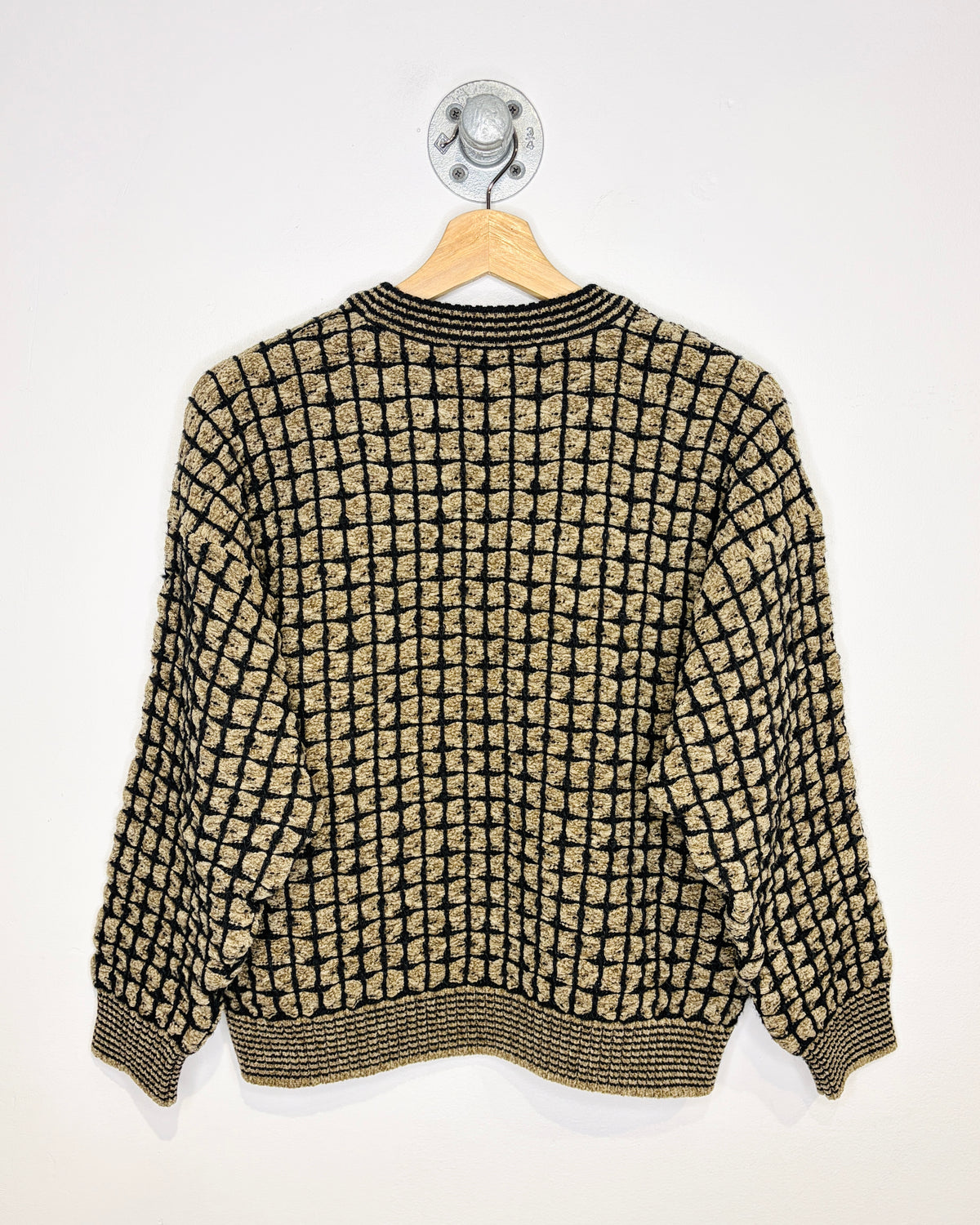 Vintage 90s Boxy North Winds Earth Tone Grid Chunky Sweater
