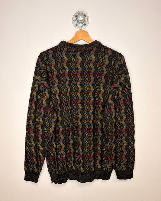 Vintage 90s Alan Stuart Abstract Multi-Colored Knit Sweater