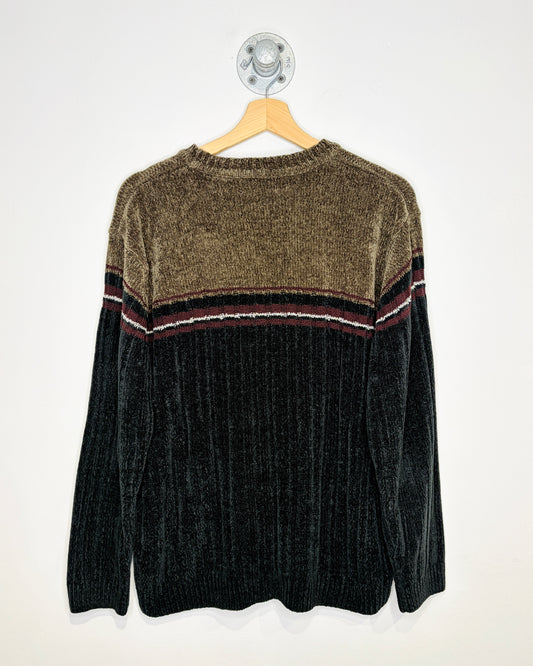 Vintage 90s/00s Faded Glory Brown & Black Striped Sweater