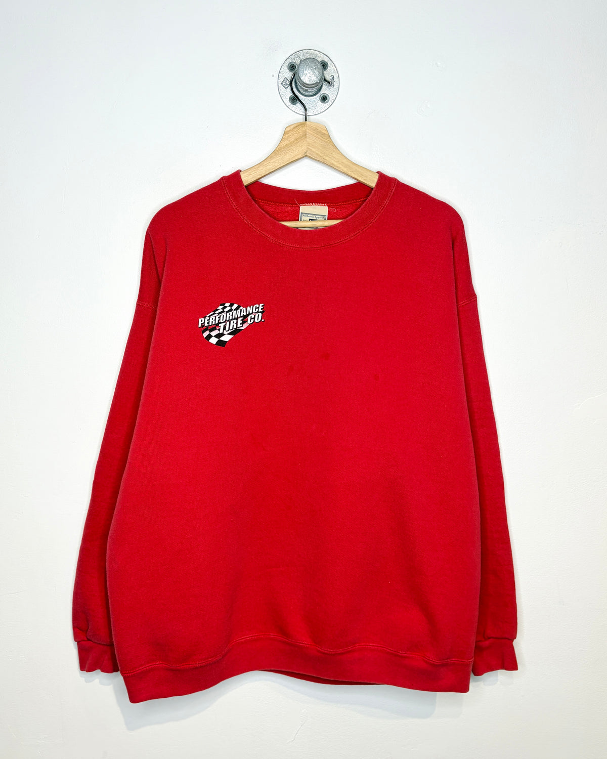 Vintage 90s Performance Tire Co Heavyweight Red Crewneck Sweatshirt
