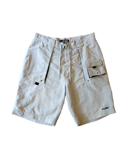 2000s Fubu Nylon Beige Two Pocket Cargo Shorts