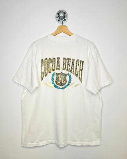 Vintage 90s Cocoa Beach Florida White Tee Shirt
