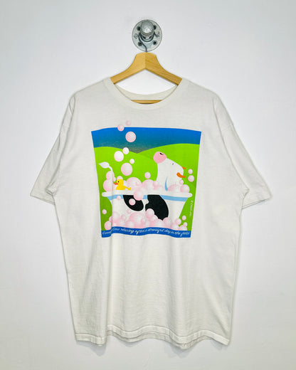 Vintage 2000s Cows Bath White Tee Shirt