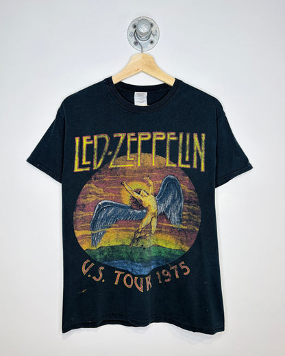 2000s LED Zeppelin U. S. Tour Faded Black Tee Shirt