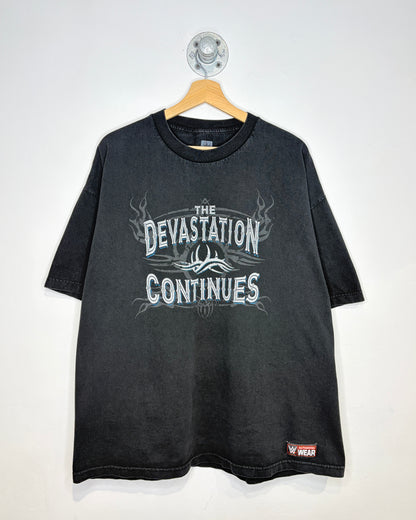 2000s WWE Goldberg The Devastation Continues Black Tee Shirt