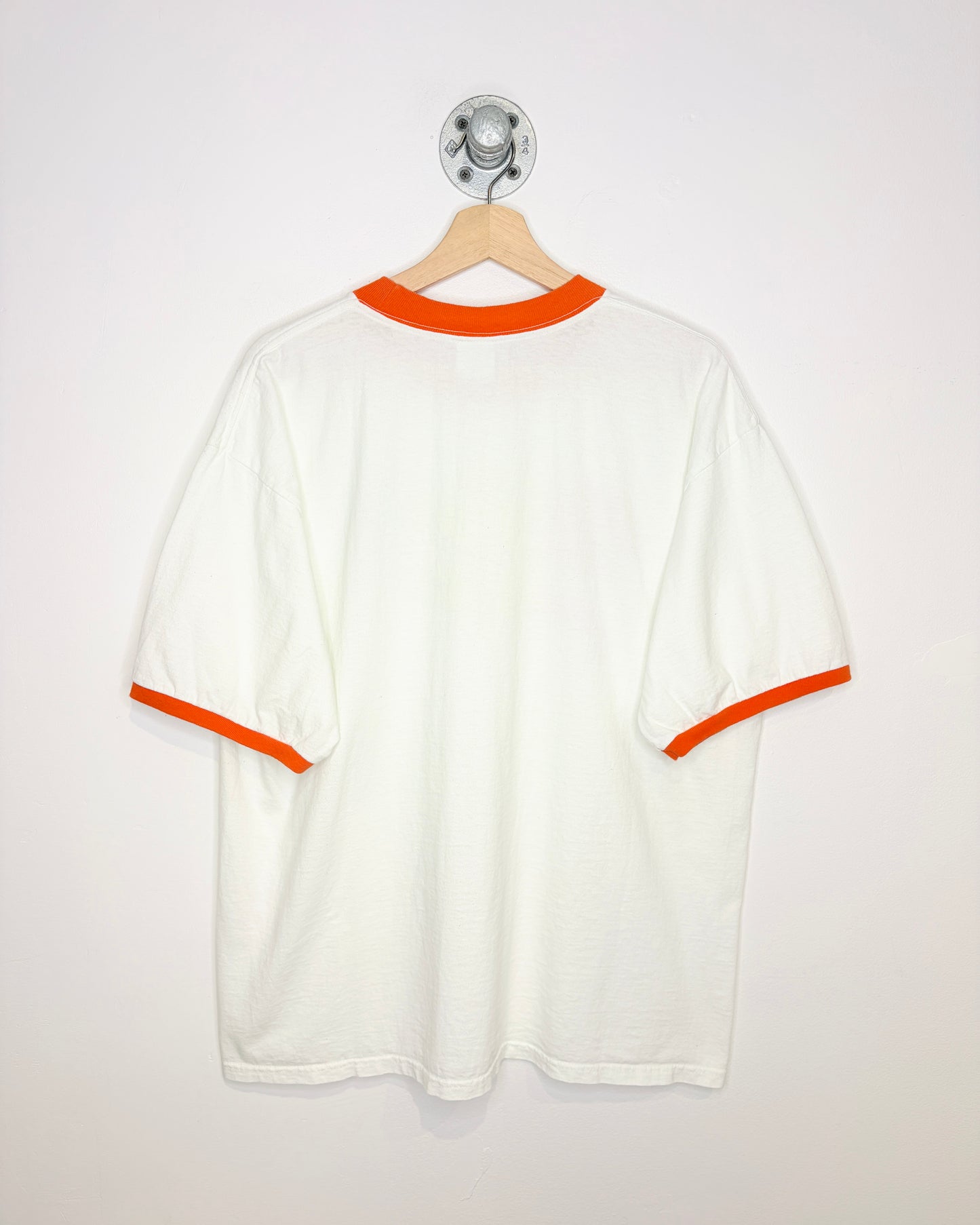 Vintage 90s Illinois White & Orange Ringer Tee Shirt