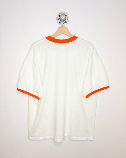 Vintage 90s Illinois White & Orange Ringer Tee Shirt