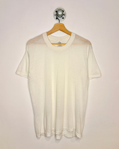 Vintage 90s Towncraft Paper Thin Blank White Tee Shirt