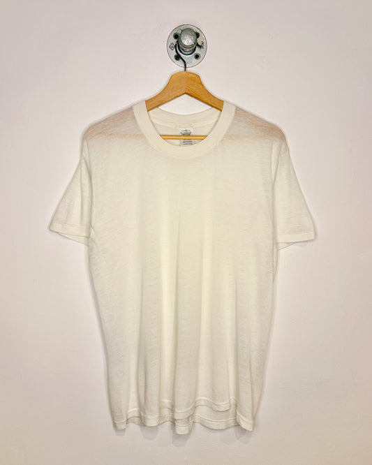 Vintage 90s Towncraft Paper Thin Blank White Tee Shirt