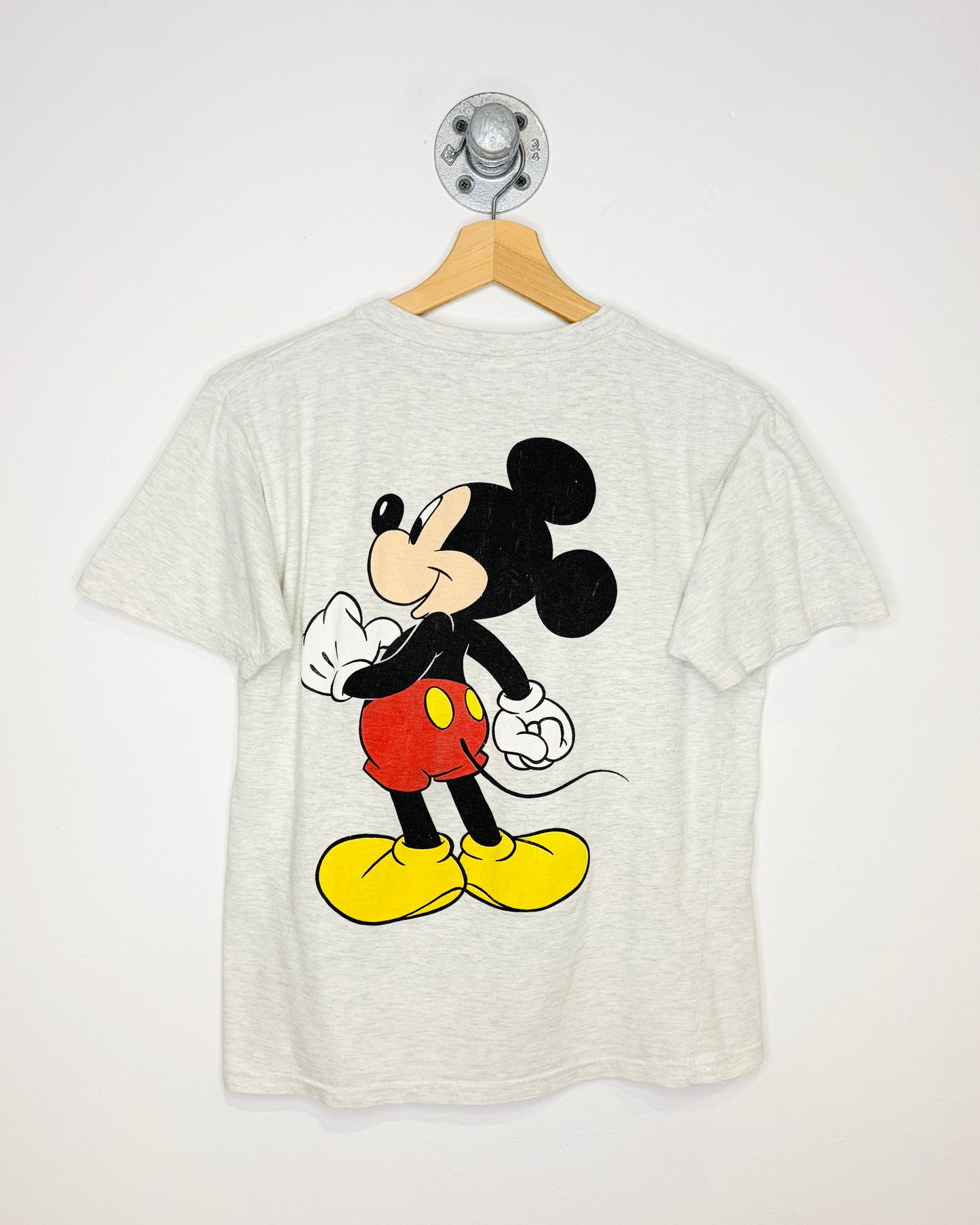 Vintage 90s Mickey Mouse Disney Double Sided Ash Grey Tee Shirt