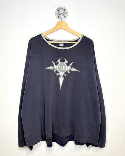 Vintage 2000s Muscle Beach Distressed Navy Longsleeve Shirt