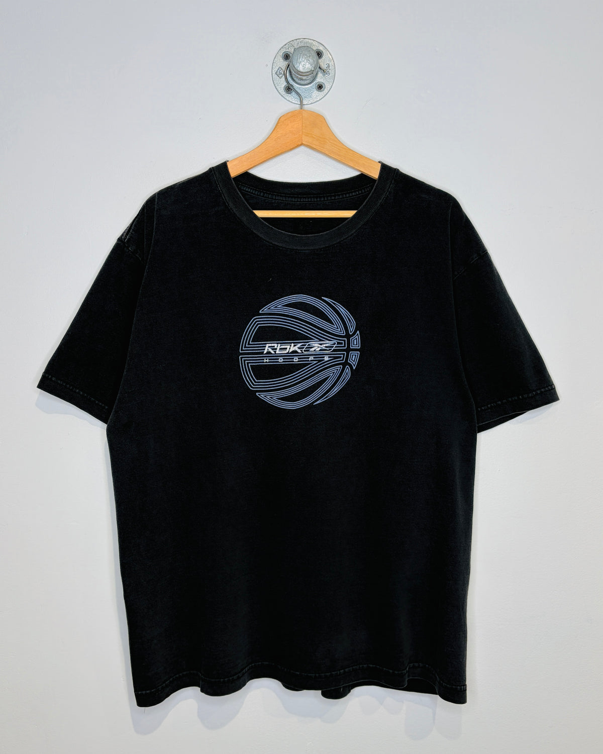 Reebok Hoops Logo Faded Black Tee Shirt