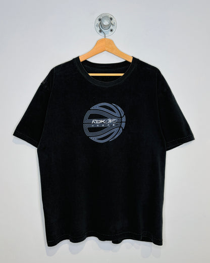Reebok Hoops Logo Faded Black Tee Shirt
