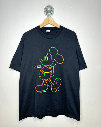 Vintage 90s Disney Florida Paper Thin Black Tee Shirt