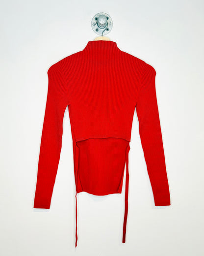 Women’s Babaton Aritzia Red Ribbed Longsleeve Sweater