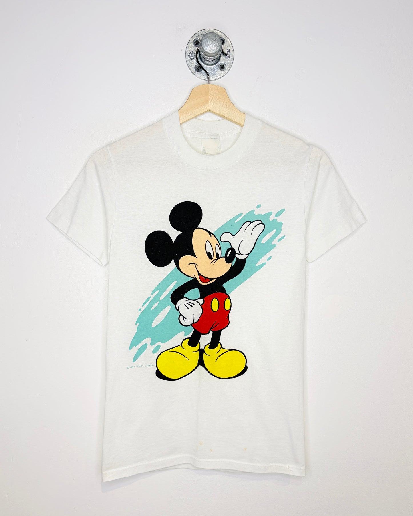 Vintage 90s Mickey Mouse Paper Thin White Tee Shirt