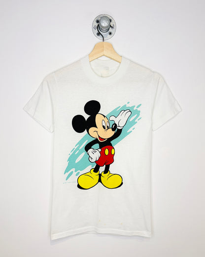 Vintage 90s Mickey Mouse Paper Thin White Tee Shirt