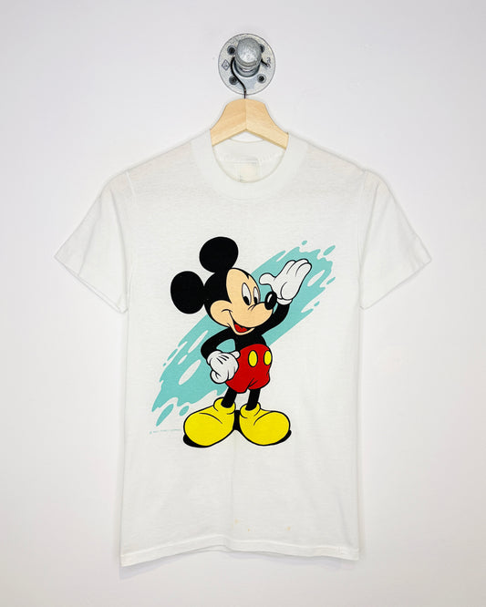 Vintage 90s Mickey Mouse Paper Thin White Tee Shirt